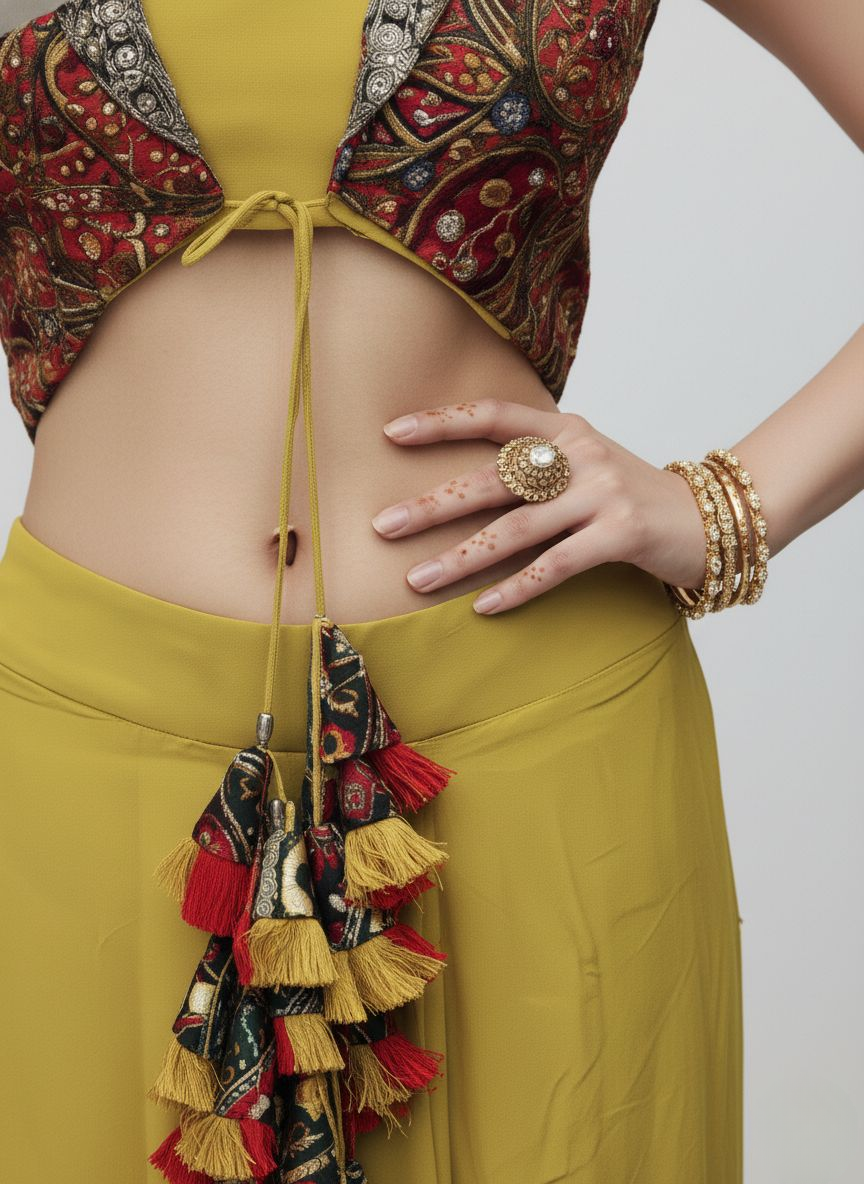 Mustard Yellow Ombre Georgette Saree with Embellished Border & Designer Blouse