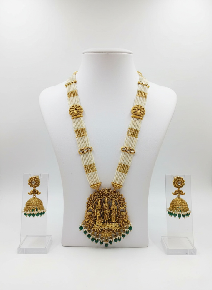 Ram Darbar Antique Temple Set with Pearl and Gold Chain