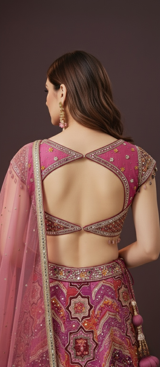 Royal Pink Embroidered with Ombre Dupatta Lehenga Choli Set