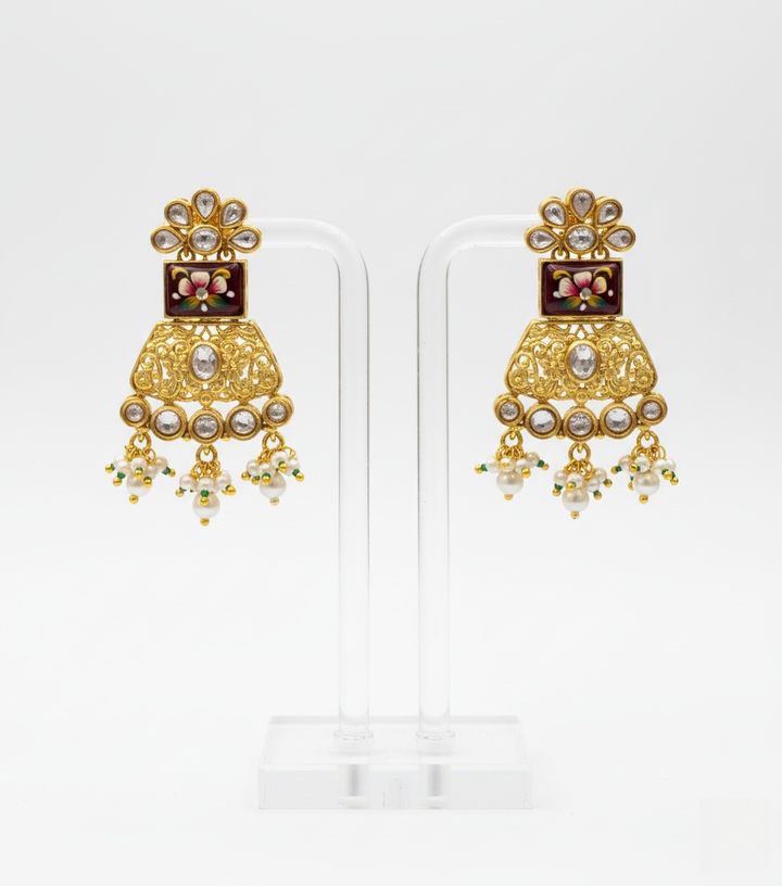 Grand Kundan Bridal Necklace Set with Ruby & Emerald Detailing