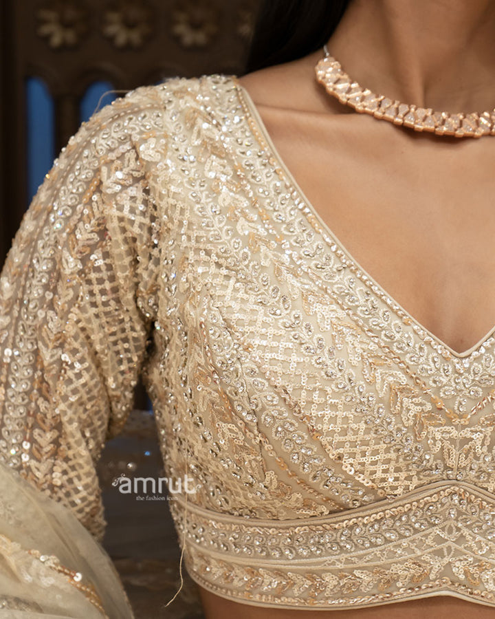 Ivory Elegance Sequin Embroidered Designer Lehenga Set 04