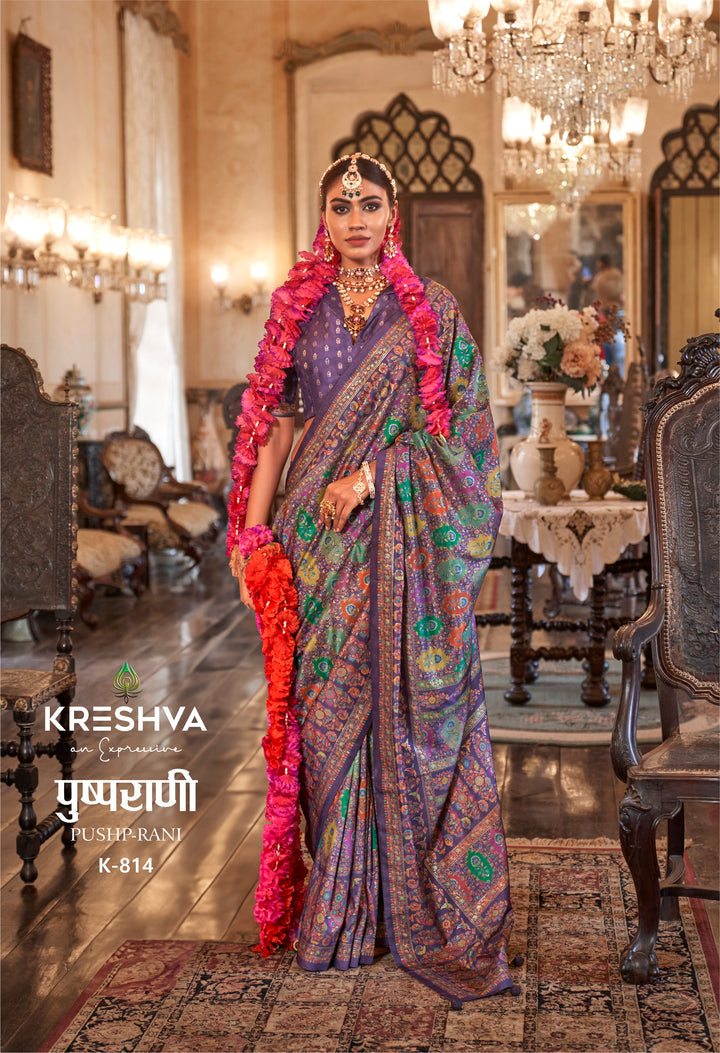 Royal Purple Pashmina Inspired Heritage Designer Saree