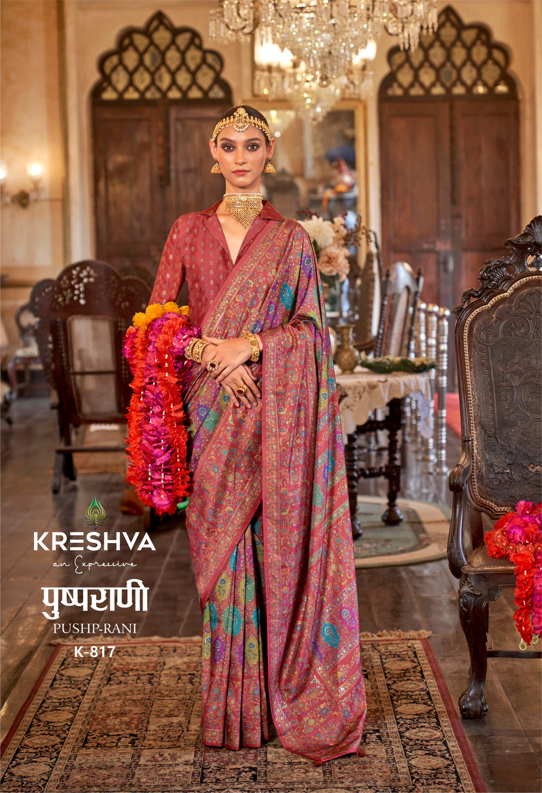 Rose Maroon Pashmina Inspired Heritage Designer Saree