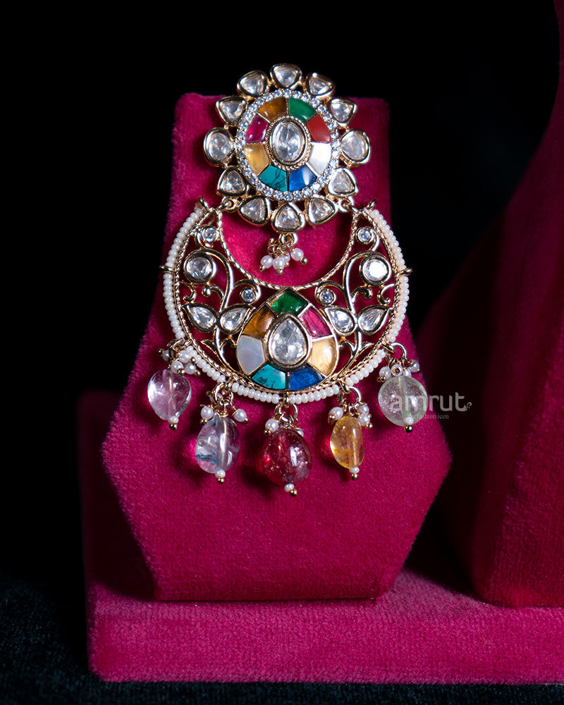 Kundan Floral Choker Necklace with Earrings 02