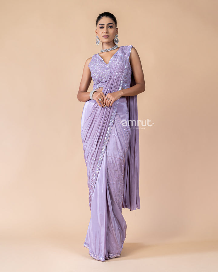 Lavender Ready to Wear Saree