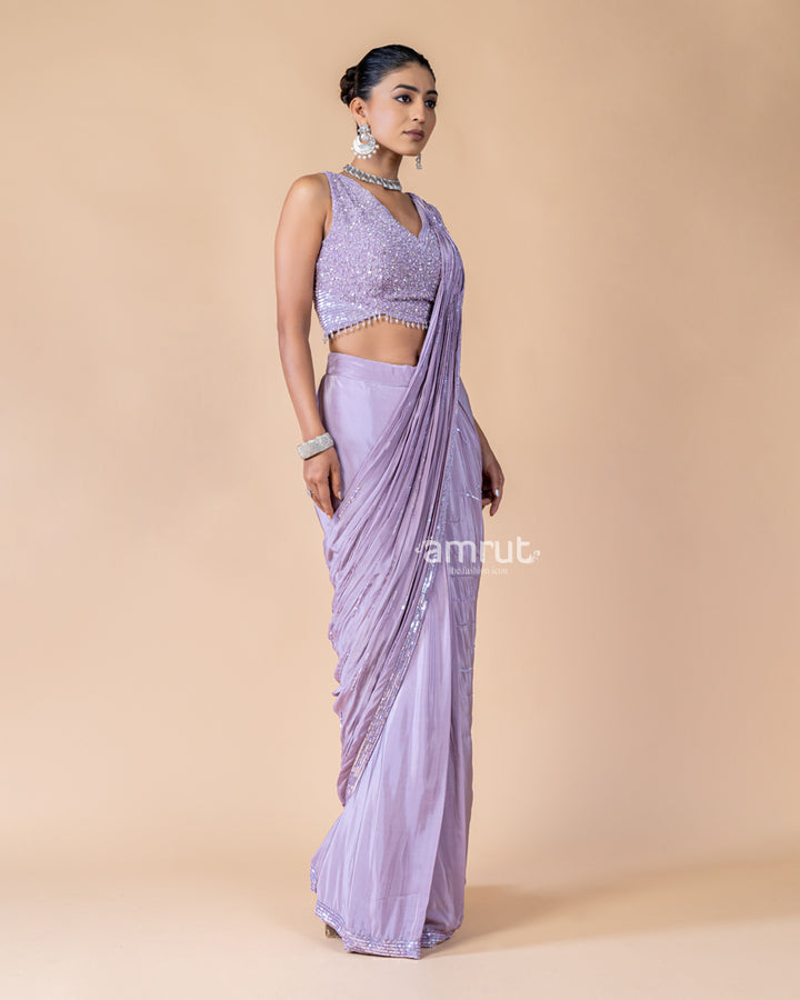 Lavender Ready to Wear Saree