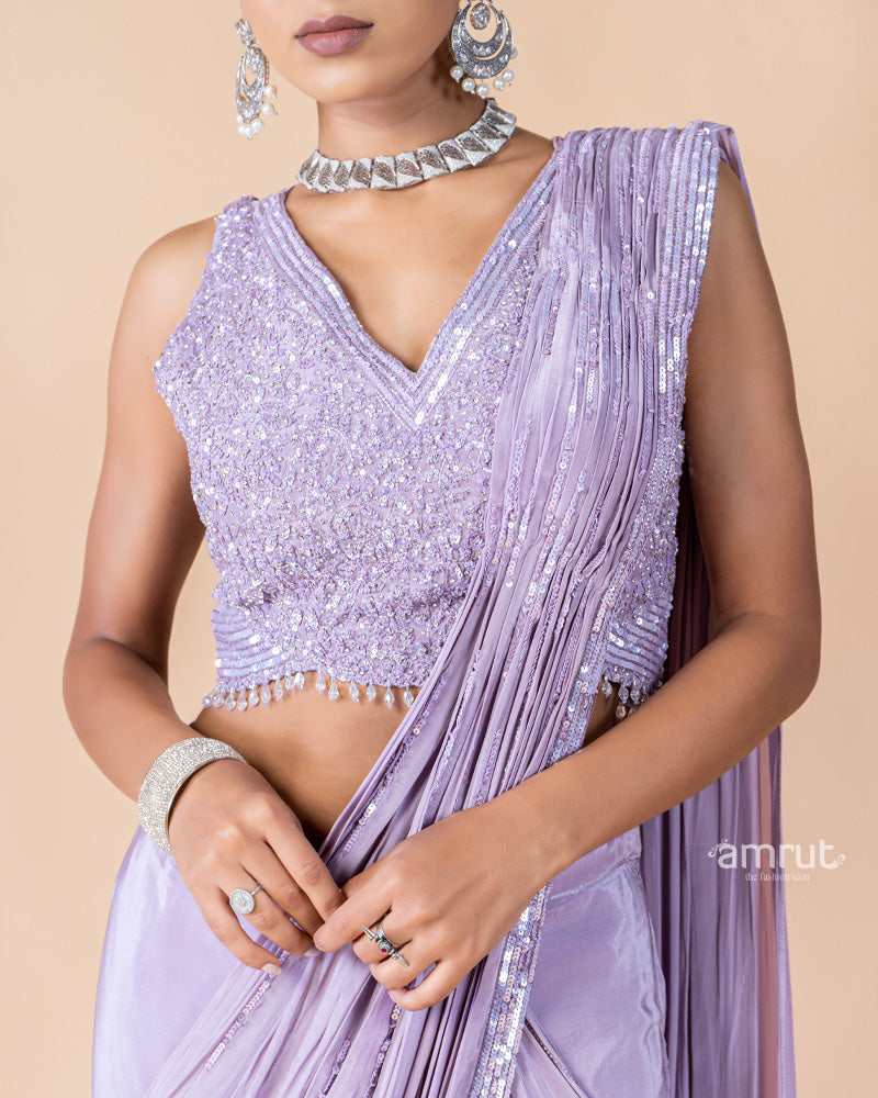 Lavender Ready to Wear Saree