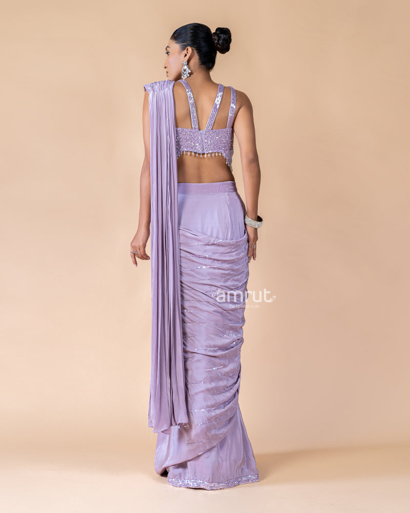 Lavender Ready to Wear Saree