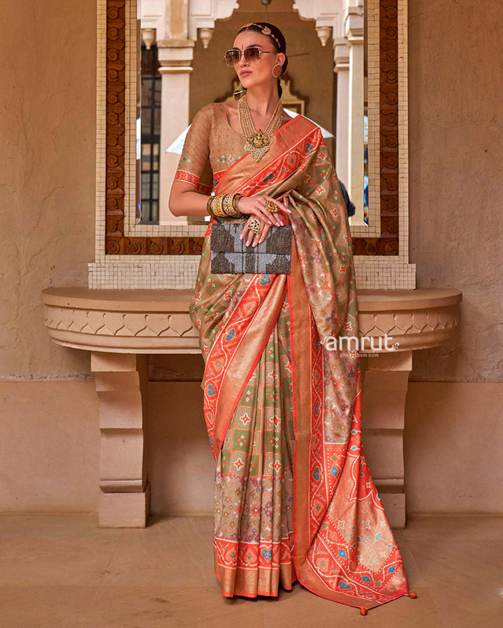 Light Green Saree With Unstitched Blouse