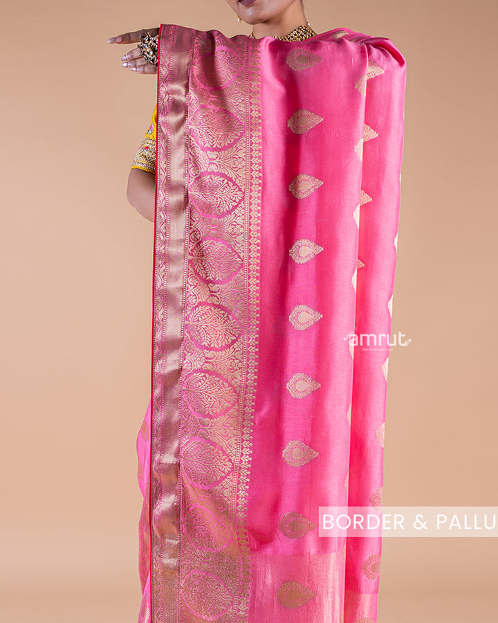 Light Pink Georgette Saree With Stitched Blouse