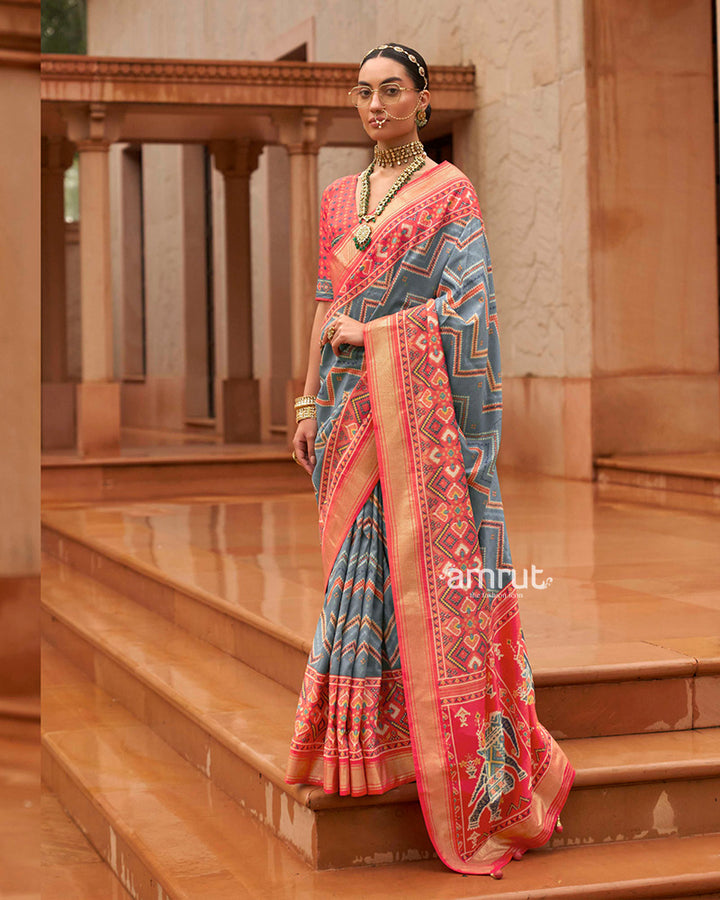 Light Purple Saree With Unstitched Blouse