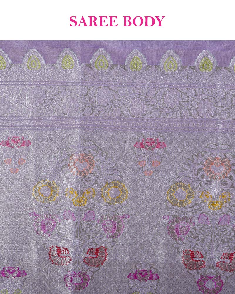 Light Purple Patola Print Zari Woven Silk Saree with Unstitched Blouse 06
