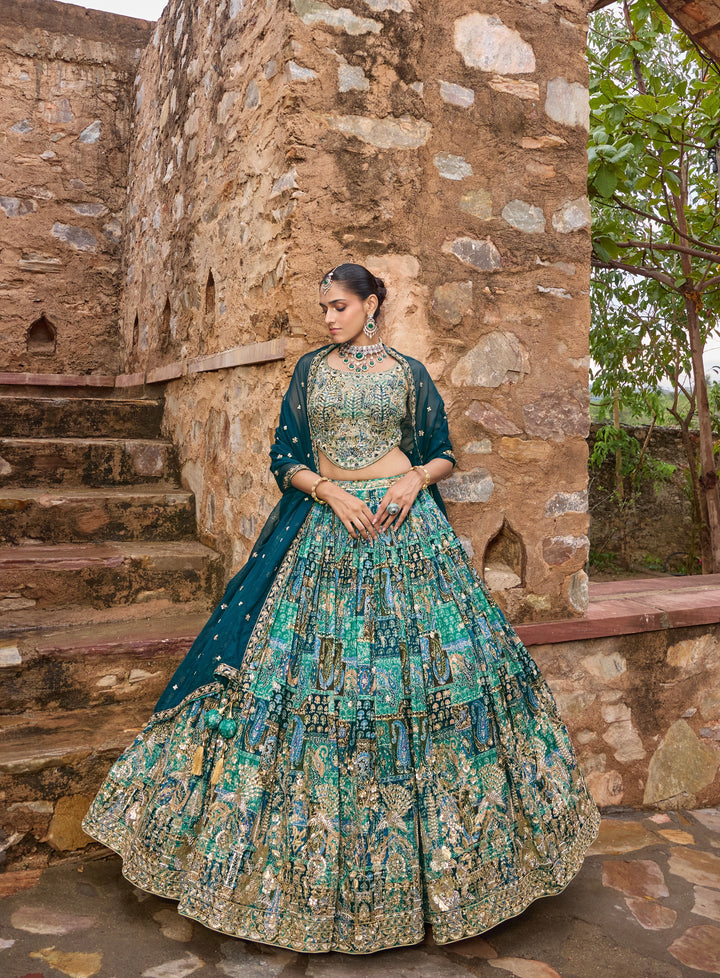 Royal Red Floral Embroidered Bridal Lehenga Choli with Dupatta