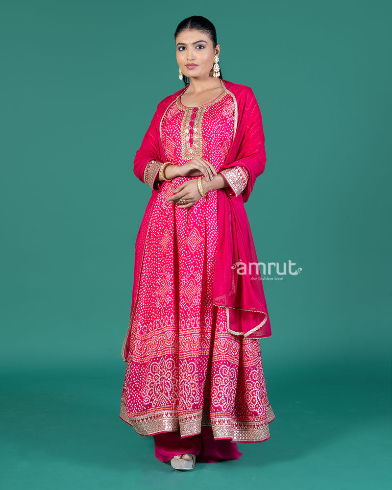 Magenta Pink Embellished Anarkali Set with Pink Dupatta 01