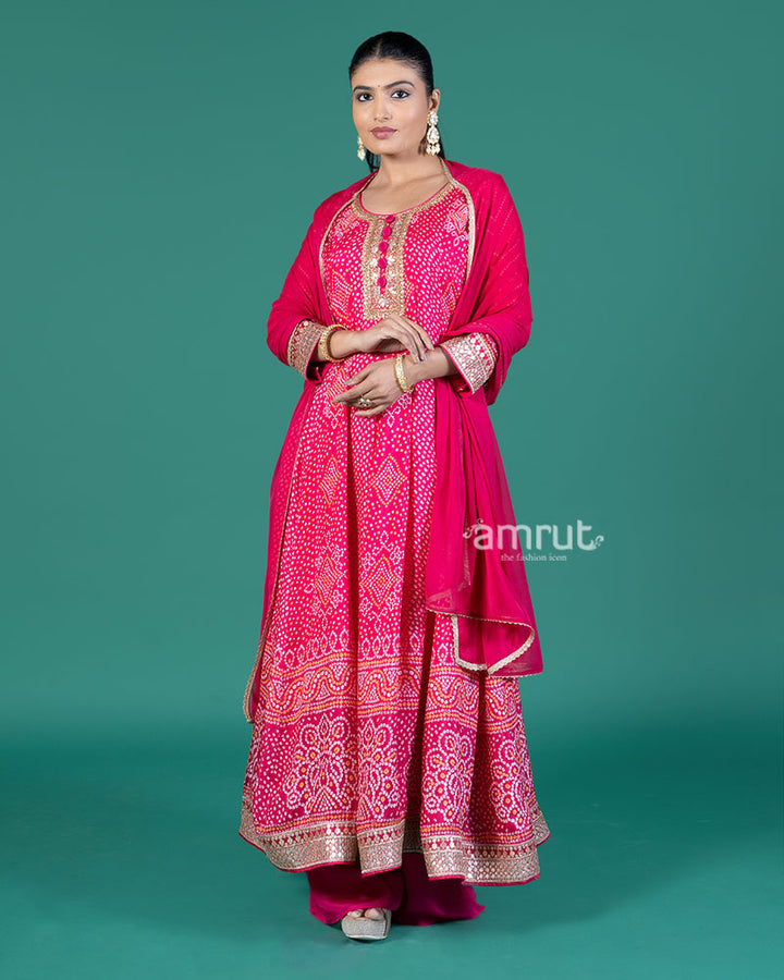 Magenta Pink Embellished Anarkali Set with Pink Dupatta 01