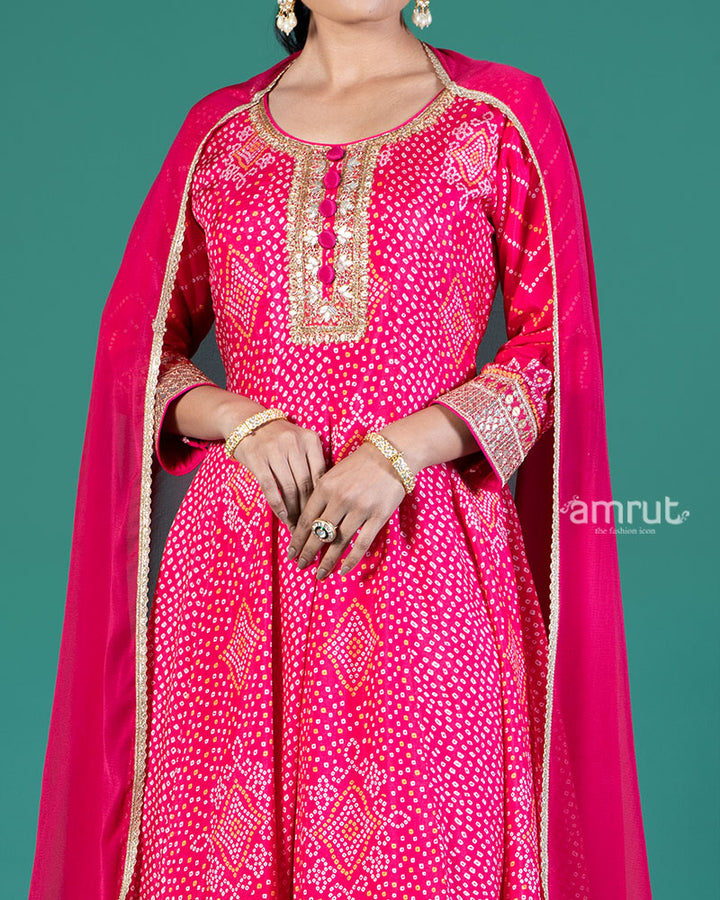 Magenta Pink Embellished Anarkali Set with Pink Dupatta 03