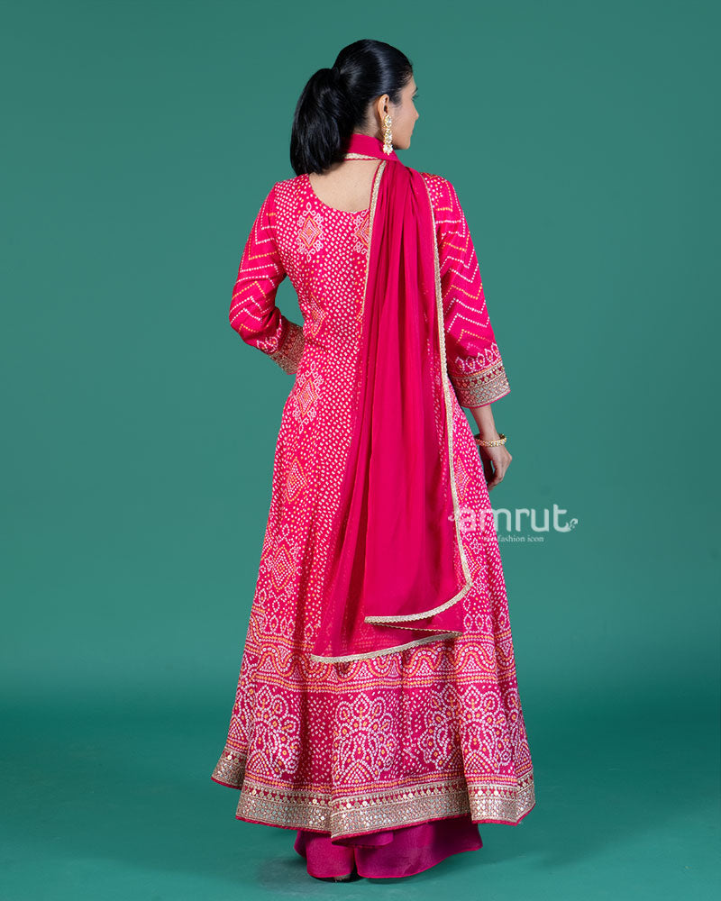 Magenta Pink Embellished Anarkali Set with Pink Dupatta 05