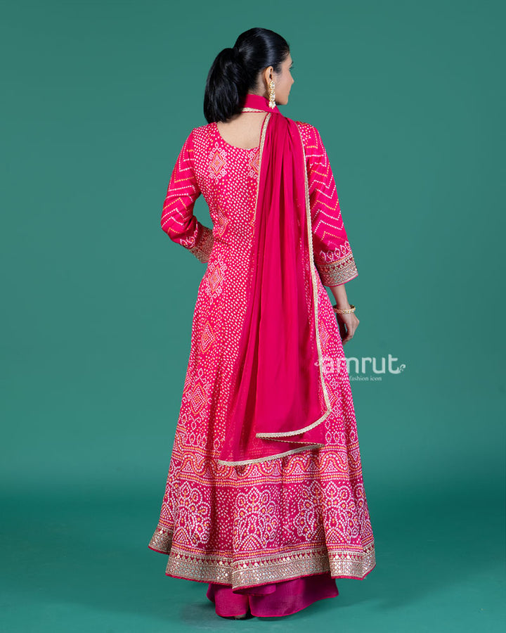 Magenta Pink Embellished Anarkali Set with Pink Dupatta 05