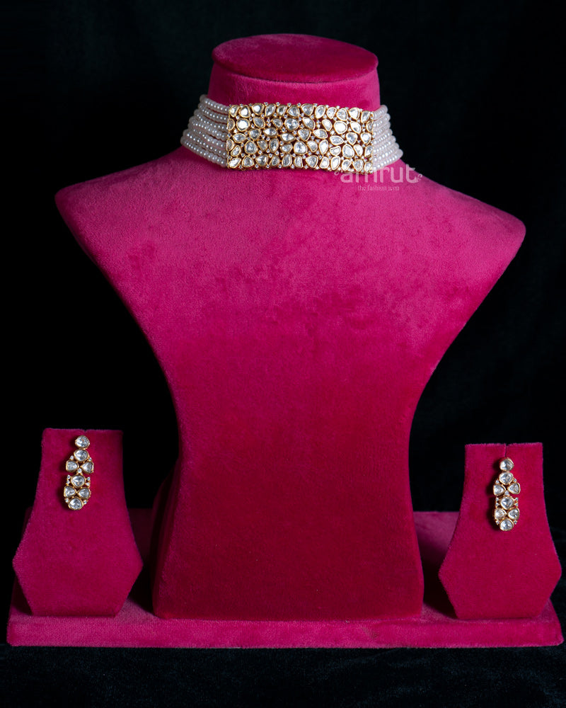 Meha Pearl Choker Necklace with Earrings 01