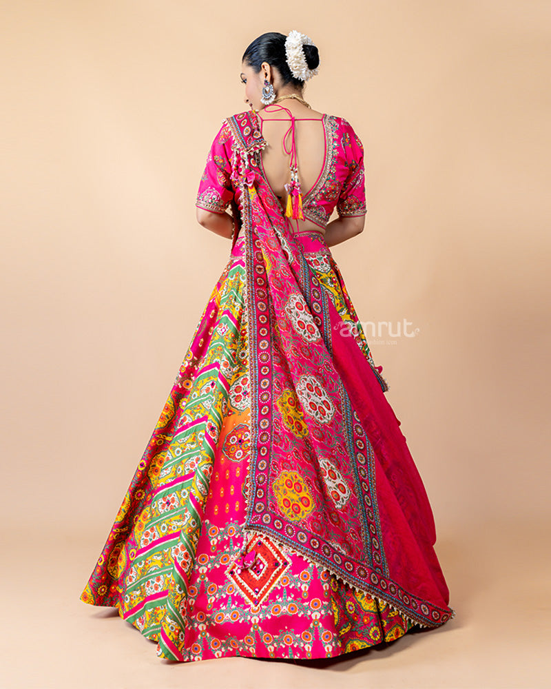 Multi-Color Alluring Hand Work Details Lehenga Choli with Dupatta