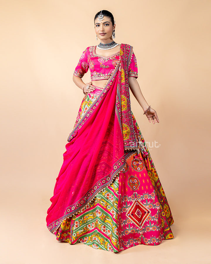 Multi-Color Alluring Hand Work Details Lehenga Choli with Dupatta