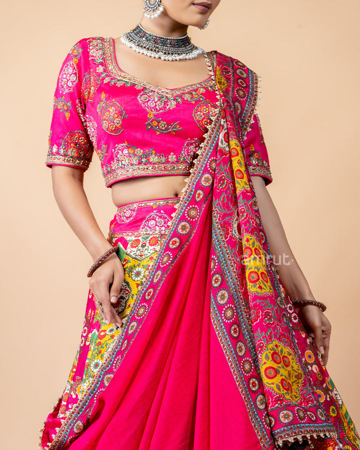 Multi-Color Alluring Hand Work Details Lehenga Choli with Dupatta