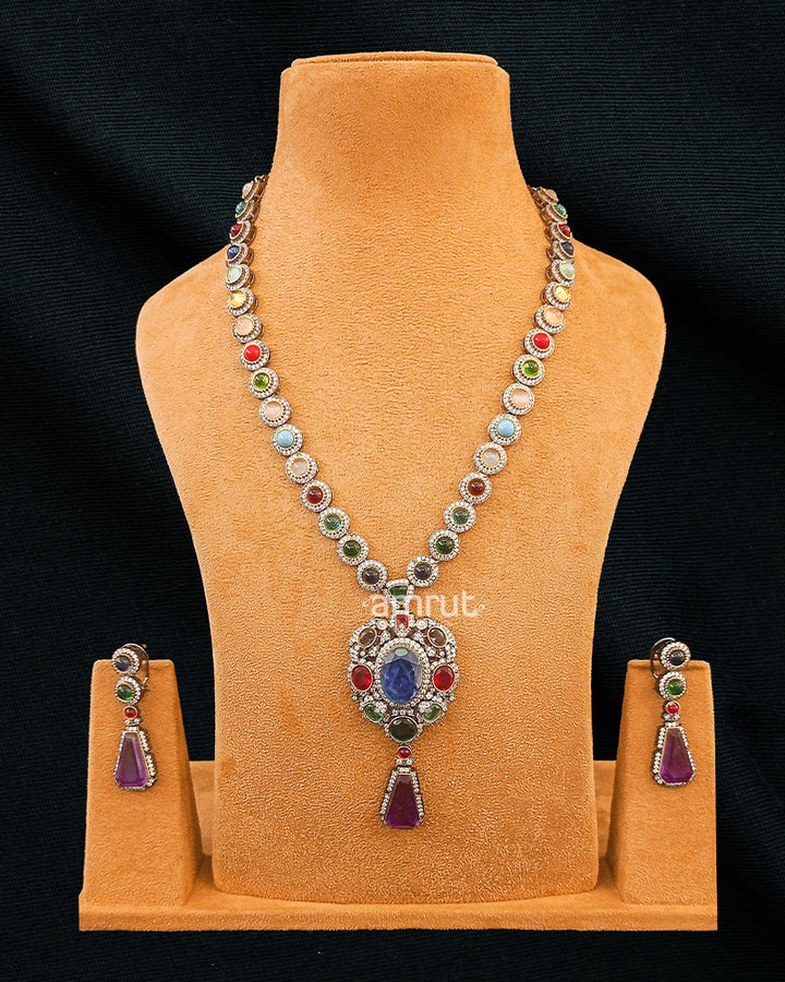 Multicolor Kundan Leaf Necklace Set