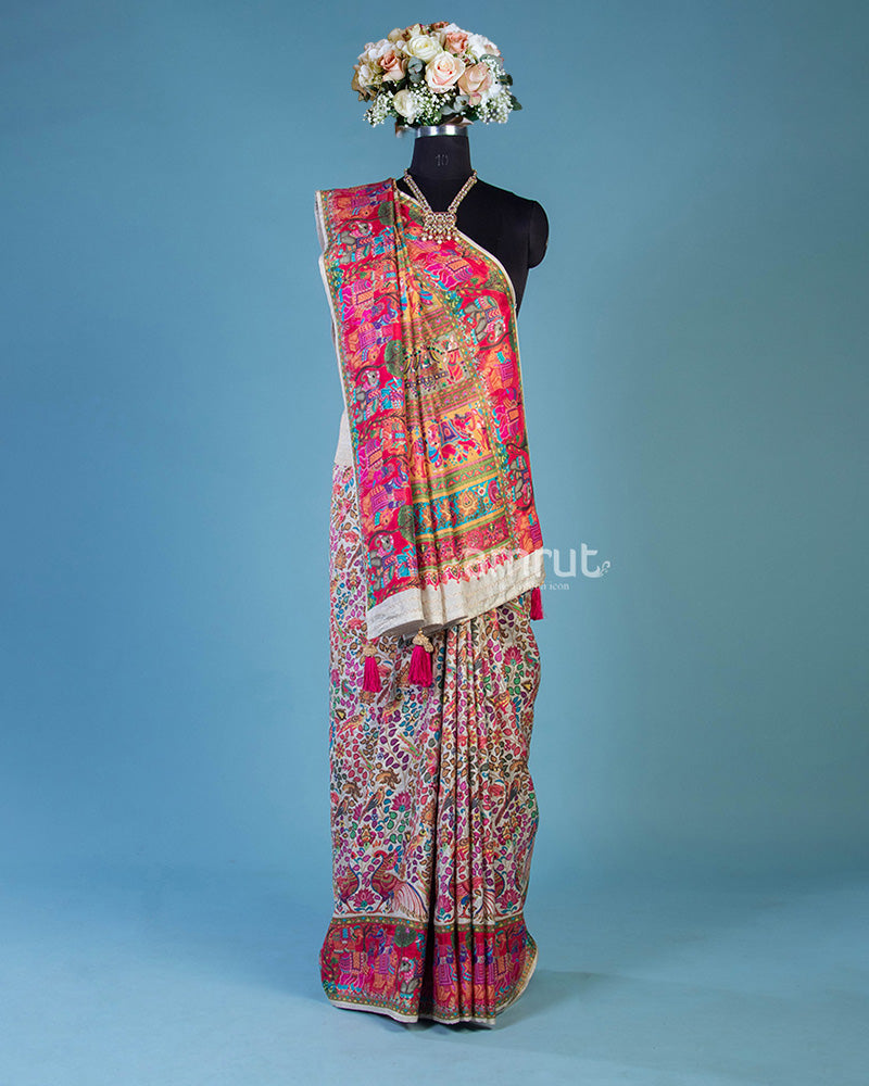 Multicolor Silk Saree With Unstitch Blouse