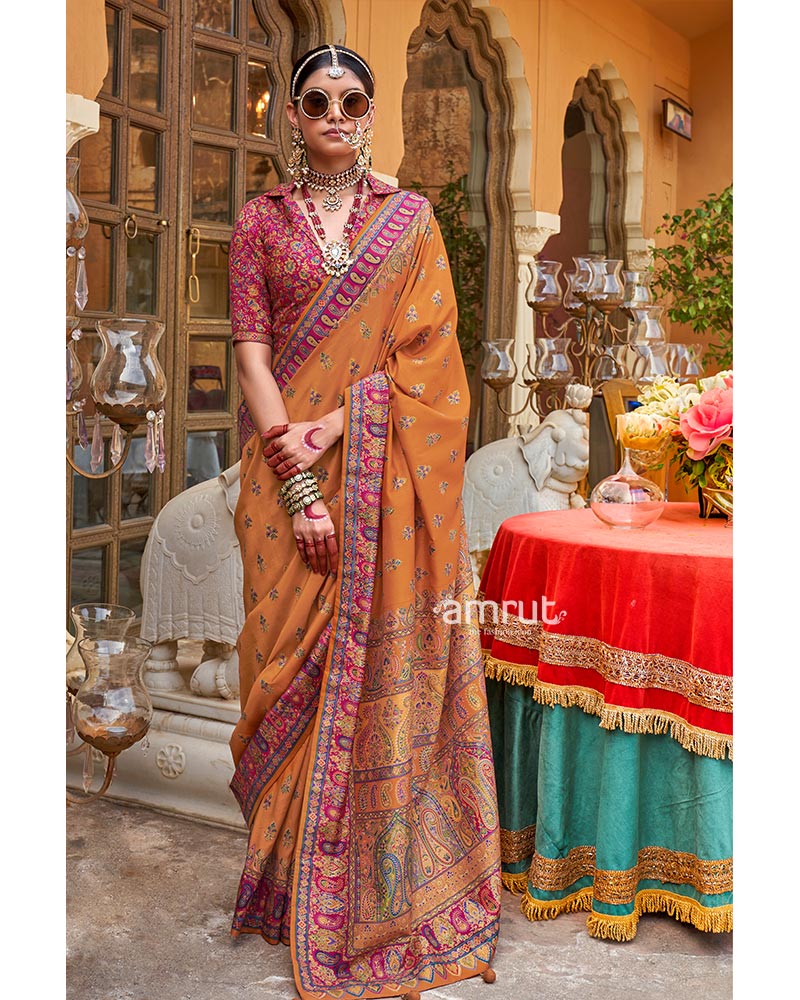 Buy Sarees Under INR 3500 Online Patola Organza Banarasi Silk Sarees Amrut AMRUT