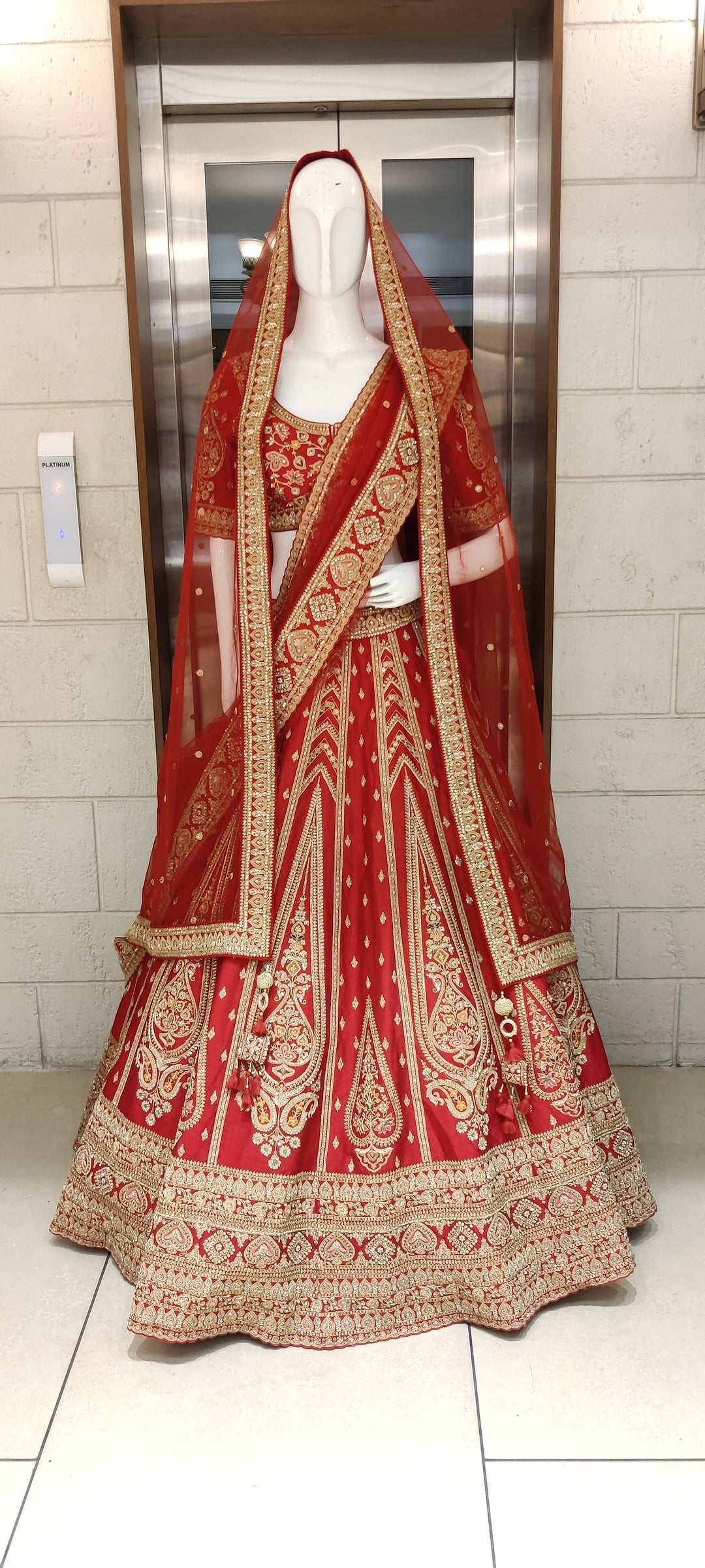 Classic Red Zardozi Bridal Lehenga with Heritage Motifs & Net Dupatta – Eternal Bride Collection