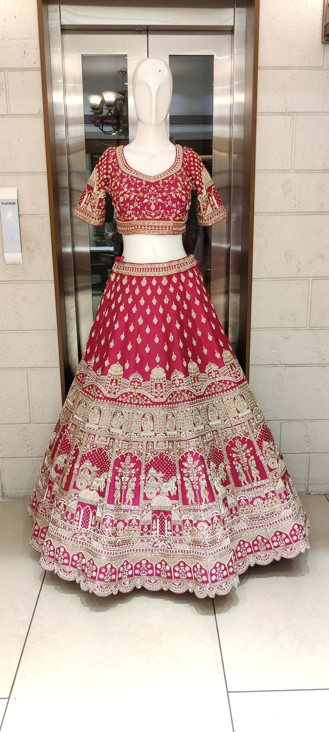 Maroon Handcrafted Bridal Silk Lehenga with Intricate Zari & Sequins Embroidery