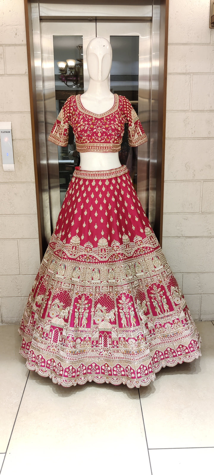 Maroon Handcrafted Bridal Silk Lehenga with Intricate Zari & Sequins Embroidery
