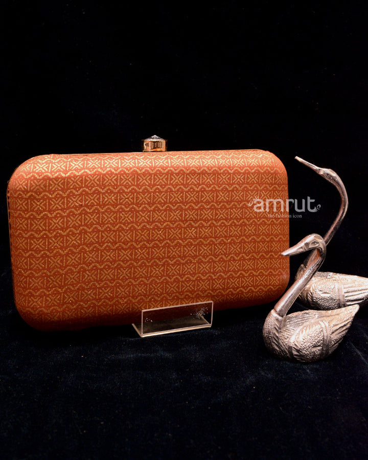 Orange Handicraft Beautiful Bling Box Clutch Bag Purse