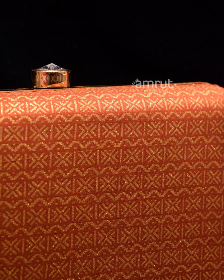 Orange Handicraft Beautiful Bling Box Clutch Bag Purse