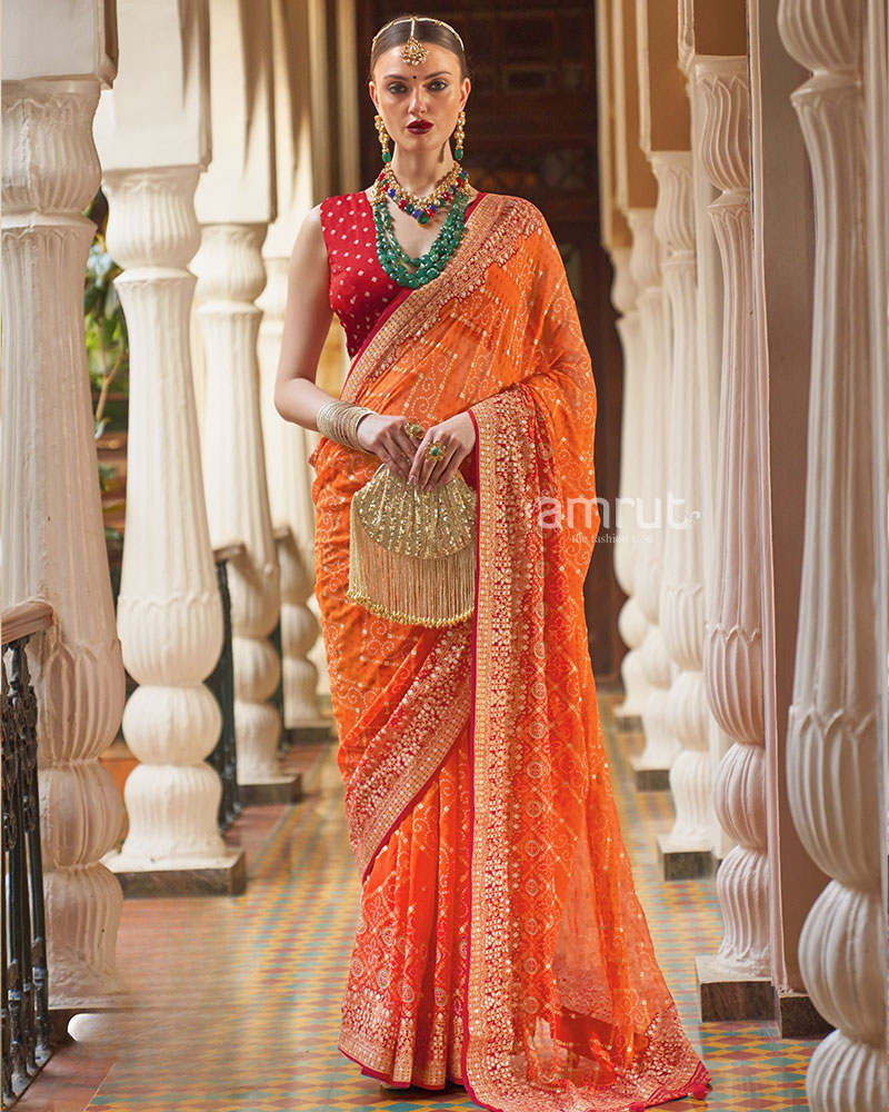 Georgette bridal saree best sale