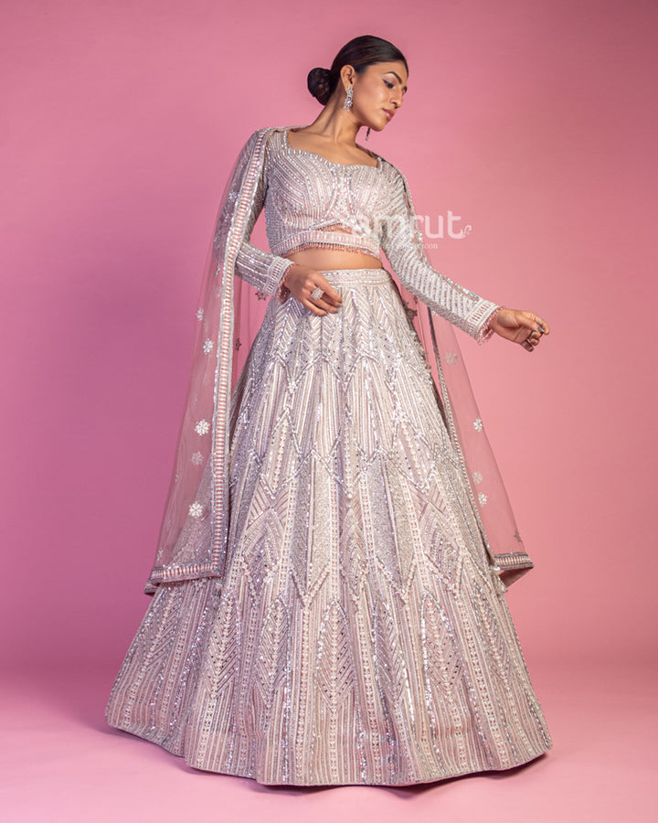 Pearls Sequins Embroidered Exclusive Lehenga set With Dupatta