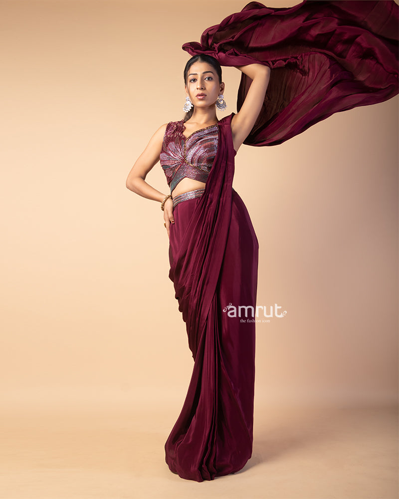 Persian Plum Ready to Wear Saree