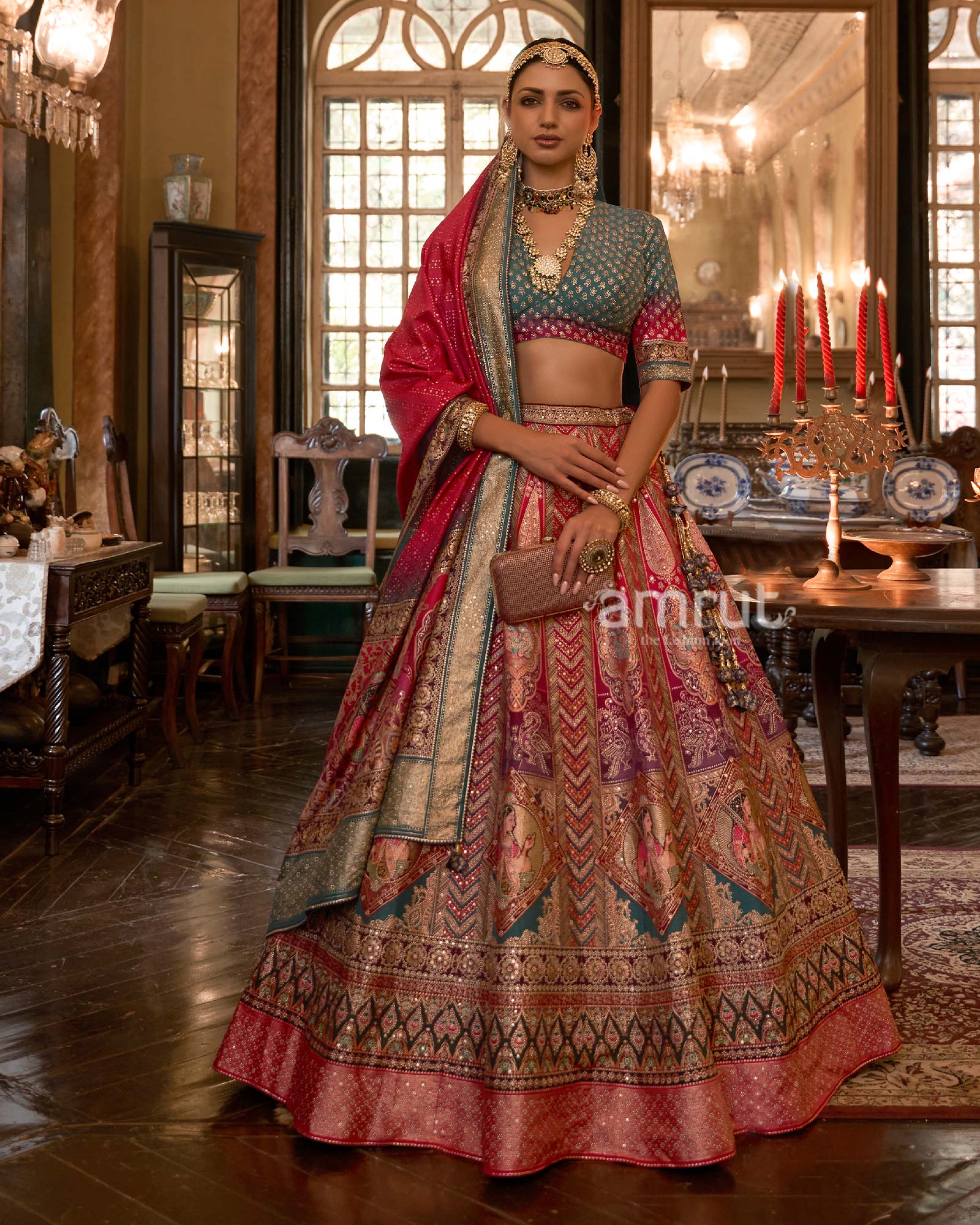 Golden Pink Designer Work Lehenga Choli - Indian Heavy Anarkali Lehenga  Gowns Sharara Sarees Pakistani Dresses in USA/UK/Canada/UAE - IndiaBoulevard