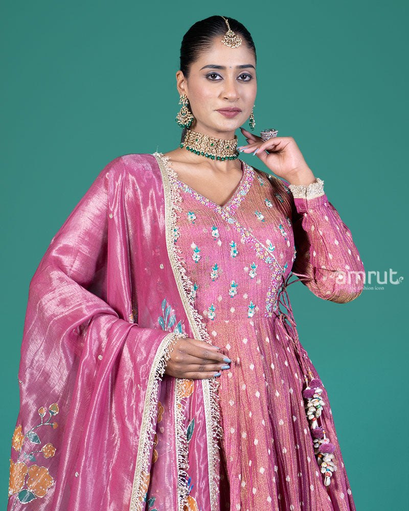 Pink Embroidered Anarkali Suit with Magenta Dupatta 02