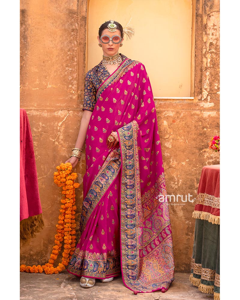 Buy Sarees Under INR 3500 Online Patola Organza Banarasi Silk Sarees Amrut AMRUT