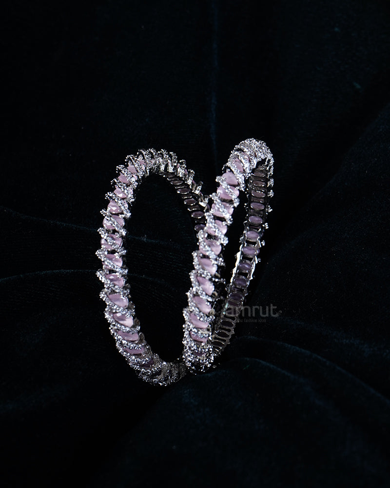Premium Floral Zircon with Lavender and CZ Stones Bangles 01