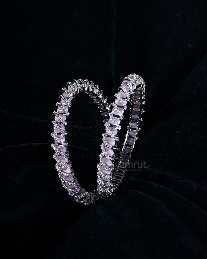 Premium Floral Zircon with Lavender and CZ Stones Bangles 01