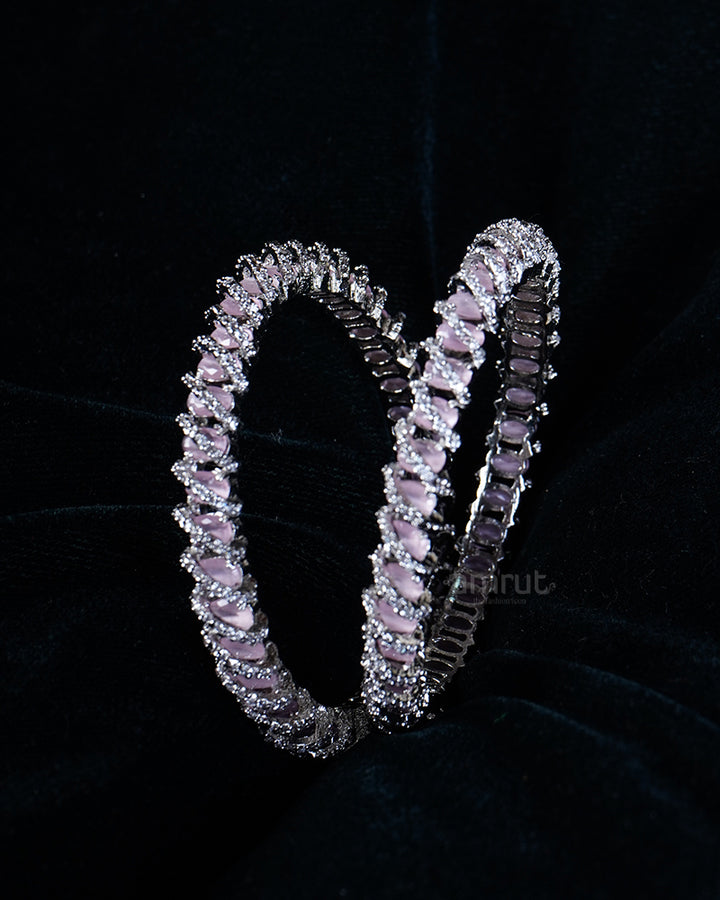Premium Floral Zircon with Lavender and CZ Stones Bangles 02