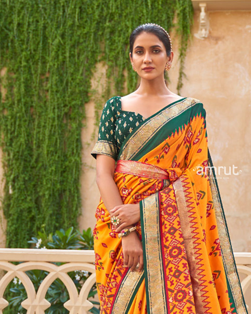 Pumpkin Orange  Cotton Silk Saree with Unstitched Blouse