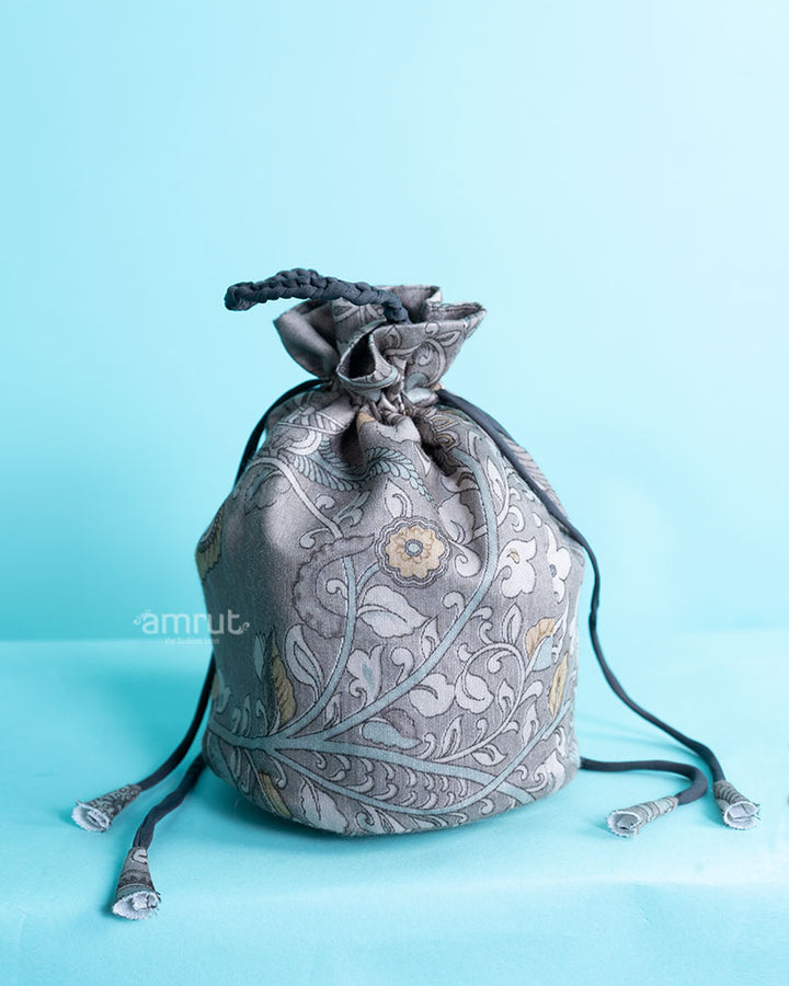 Purple Floral Printed Potli Bag for Women 01