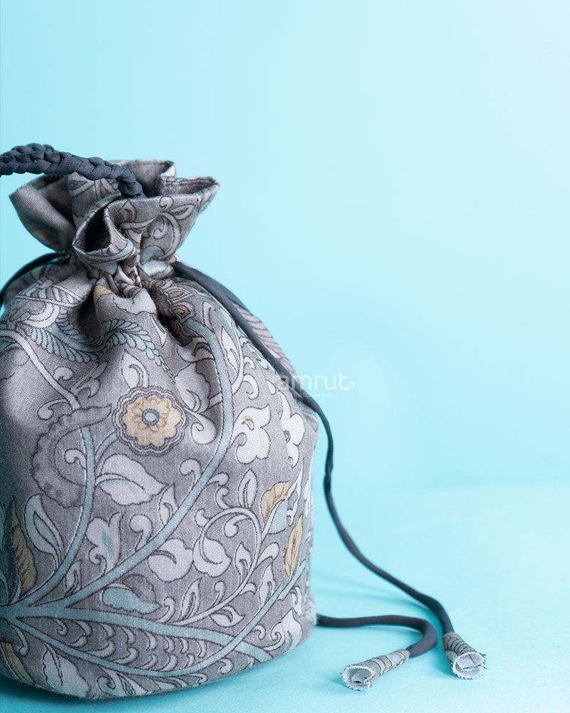 Purple Floral Printed Potli Bag for Women 02