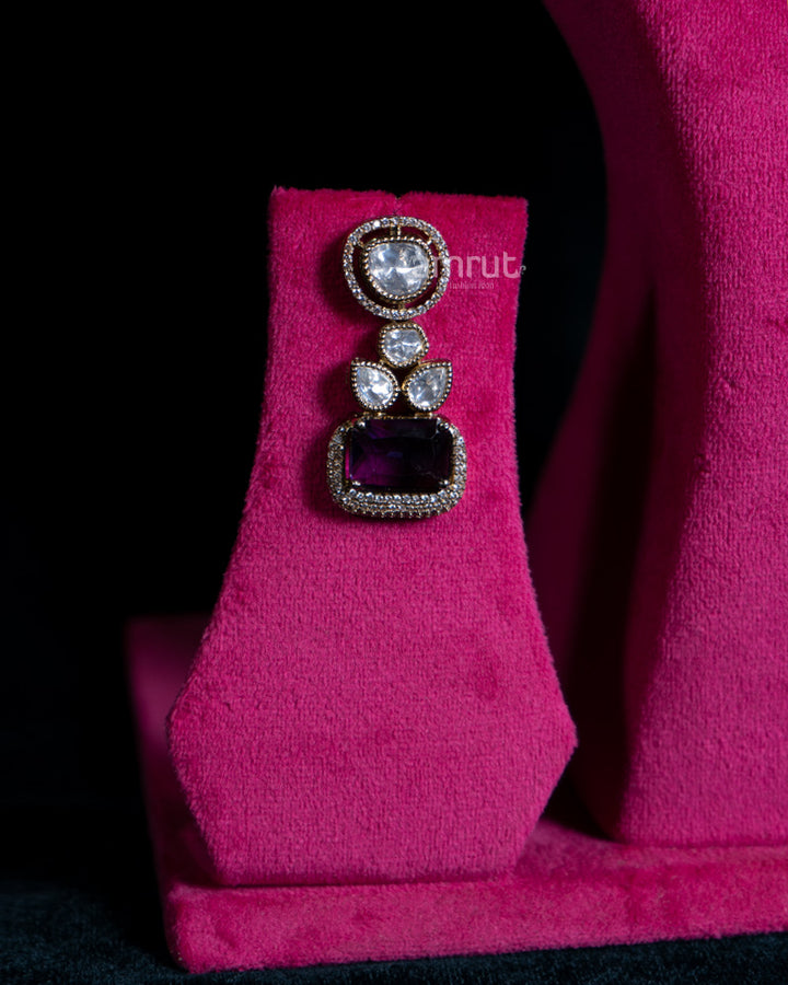Purple Gemstones Embellished Necklace and Matching Earrings 03
