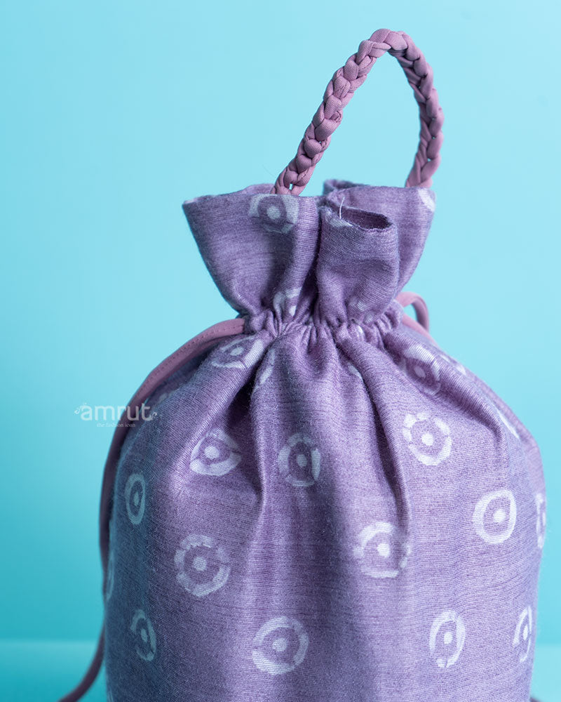 Purple Printed Potli Bag for Women 02