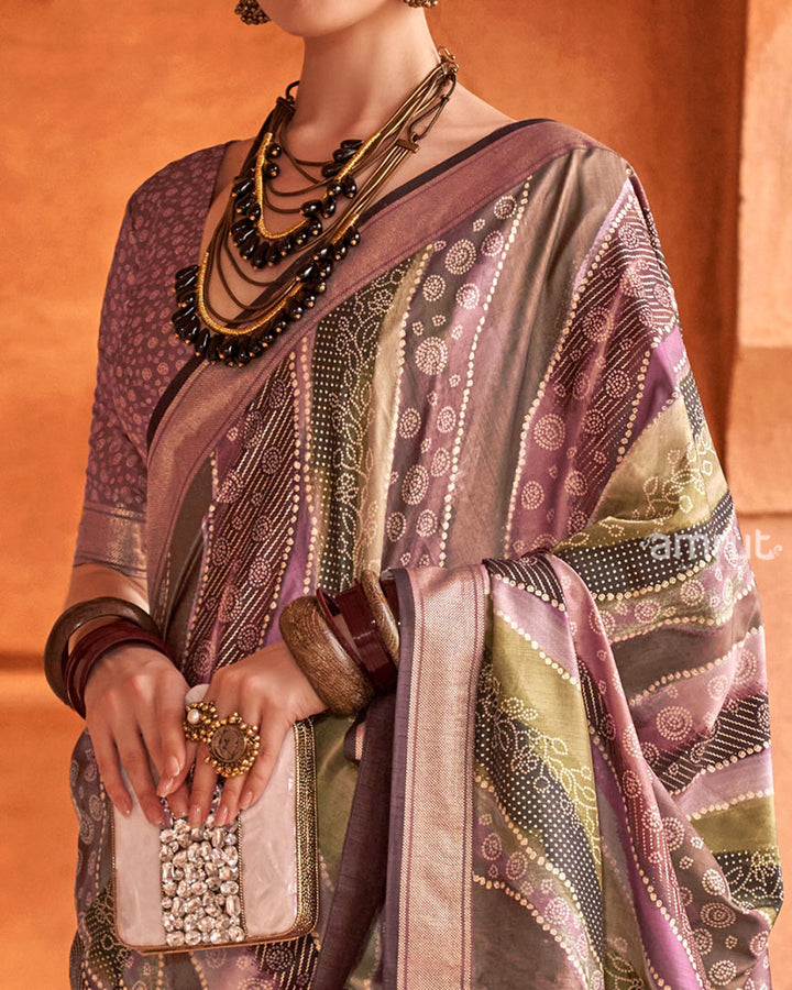 Purple Zari Weaving Silk Saree with Unstitched Blouse 03