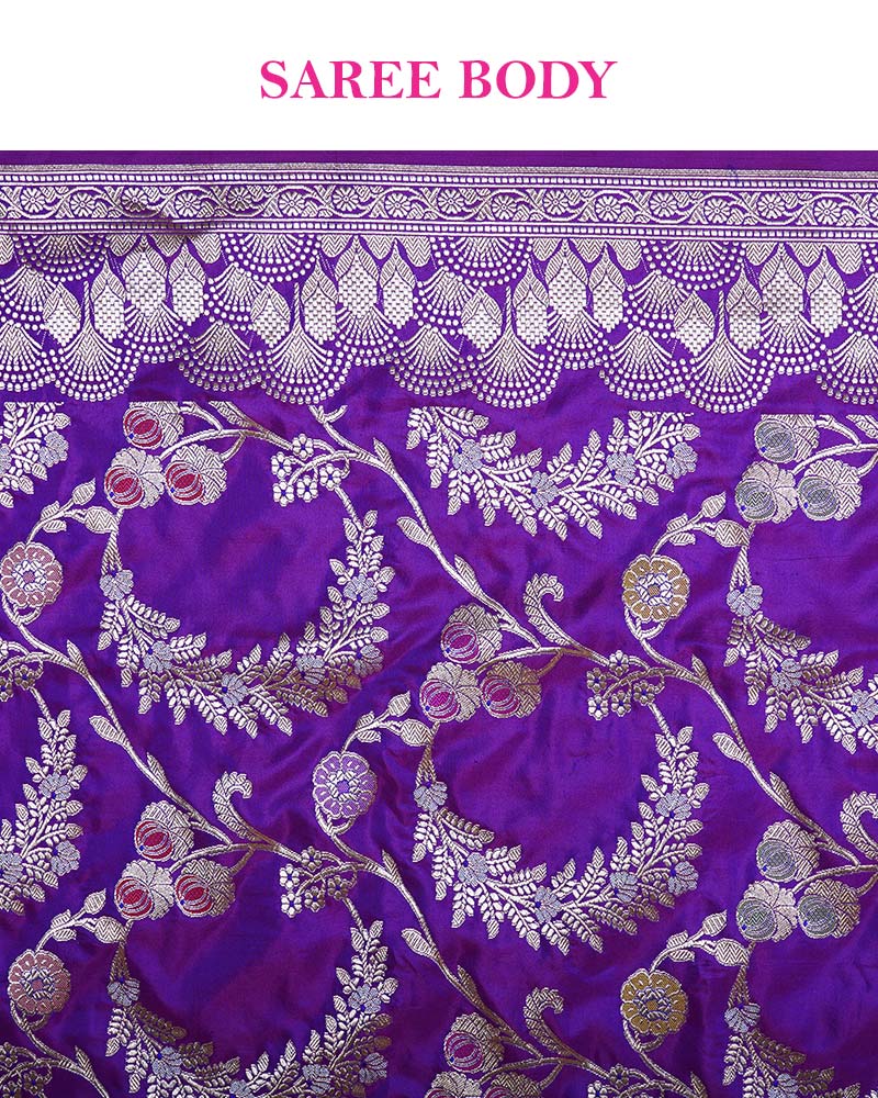 Purple Zari Woven Silk Saree with Unstitched Blouse 06